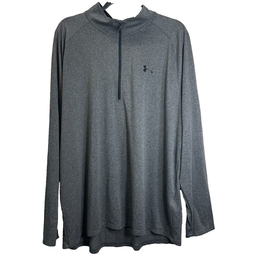 Under Armour Pullover Adult 2XL Grey HeatGear 1/4 Zip Loose Fit Logo Athleisure